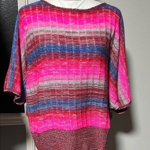 Chic Striped Women's Blouse in Pink and Blue